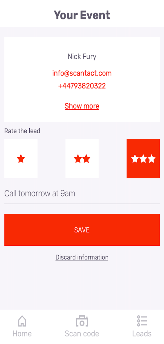 Scantact lead capture mobile app